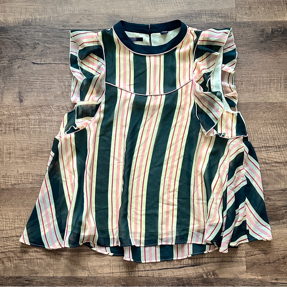 Striped Top with Ruffle Sleeves by Scotch & Soda NWOT Large